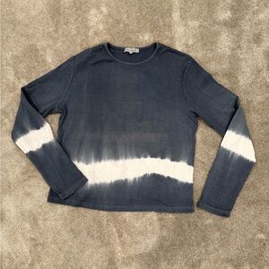 Diane Gilman Blue And White Ribbed Top